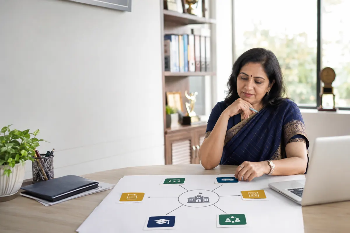 Indian school leaders evaluating a connected school ERP