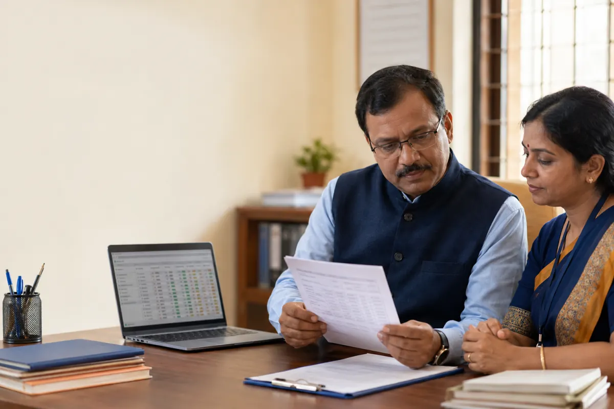 Academic administrators verifying a school report card