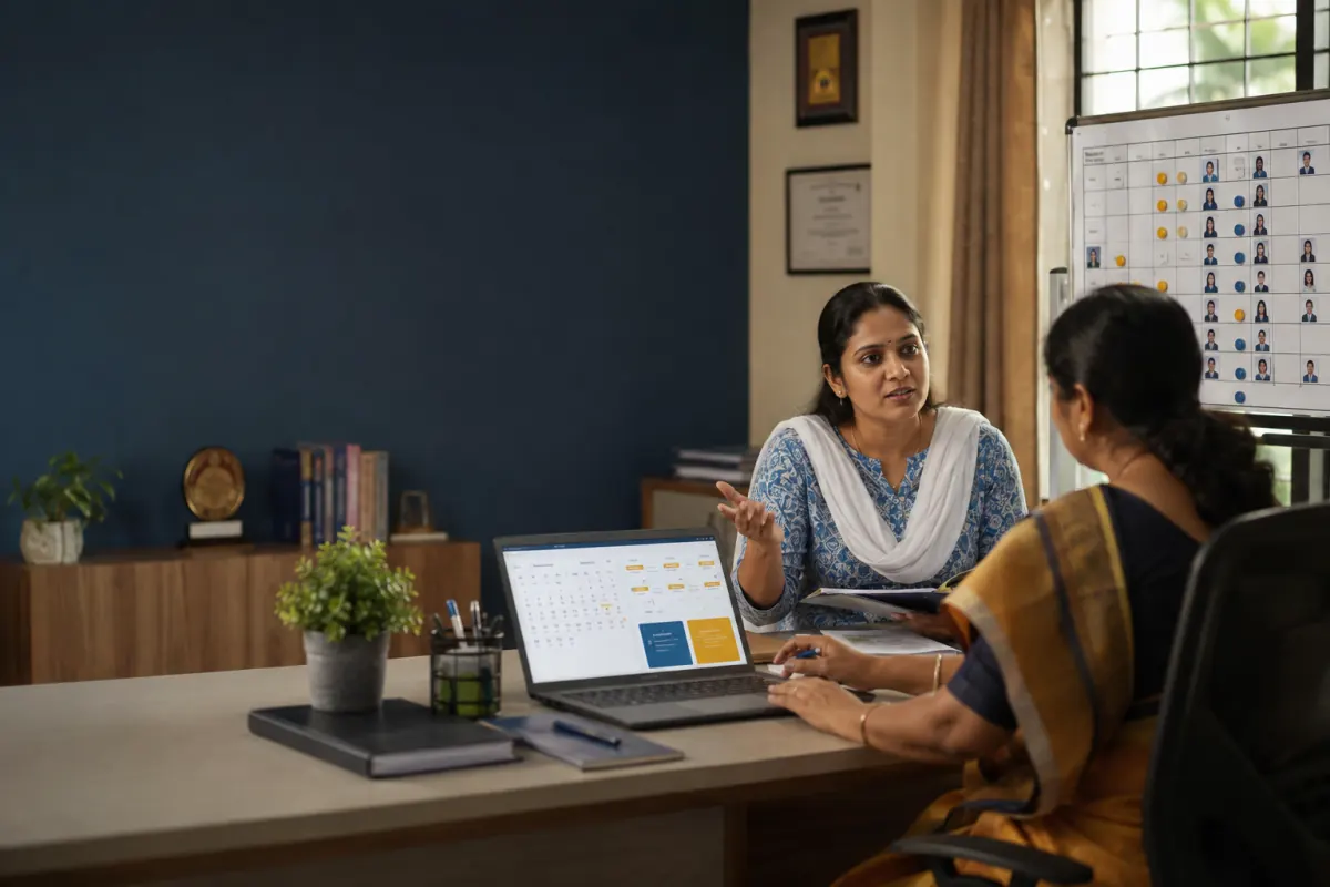 School HR administrator coordinating leave and staff substitutions